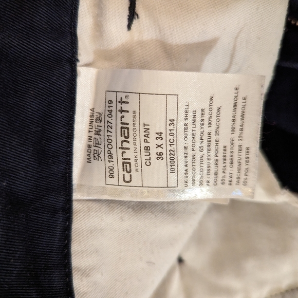 Carhartt WIP Club Pant Chinos Navy 36 x 34 - Picture 5 of 5